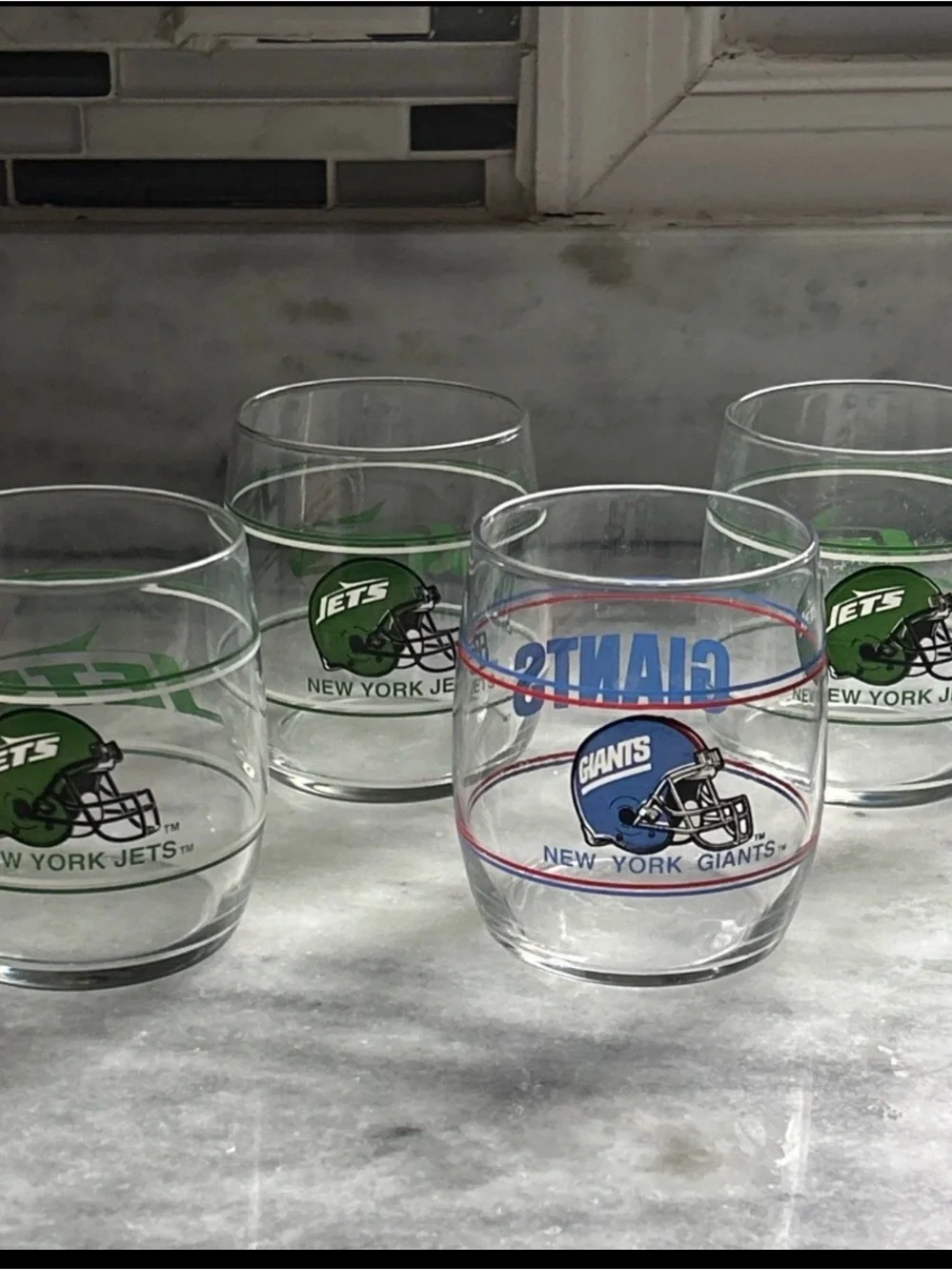 New York NFL Team Glasses Set - Jets & Giants Logo Tumblers